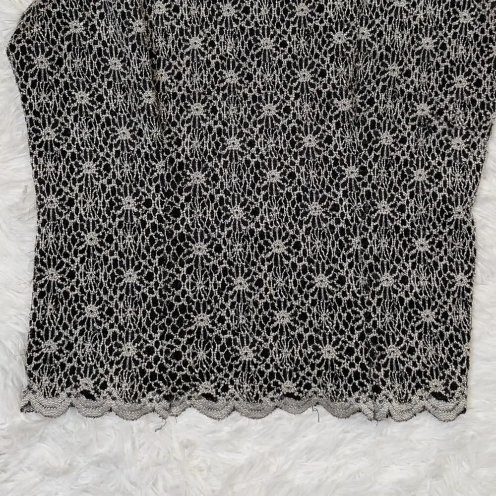 Y2K Whimsygoth Lacy Tank Top Black and White Size Large Dress Barn - Picture 6 of 8
